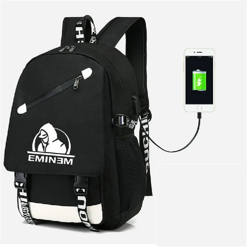 RAP TOP Eminem Bad Meets Evil Backpack Ruckback With USB Port Bag