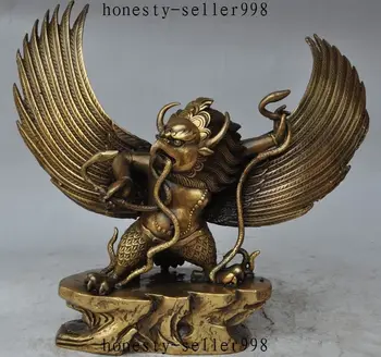 

christmas 12"Tibet Buddhism Brass Flying Redpoll Winged Garuda Bird Eagle Buddha Statue halloween