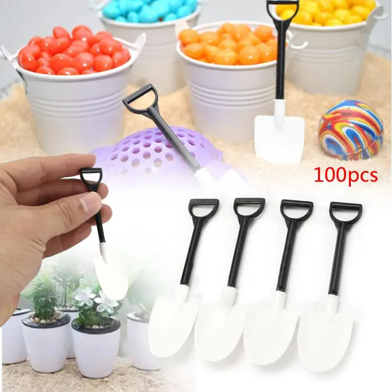 100Pcs/Lot Disposable Mini Spoons Shovel Shape Coffee Ice Cream Soup
