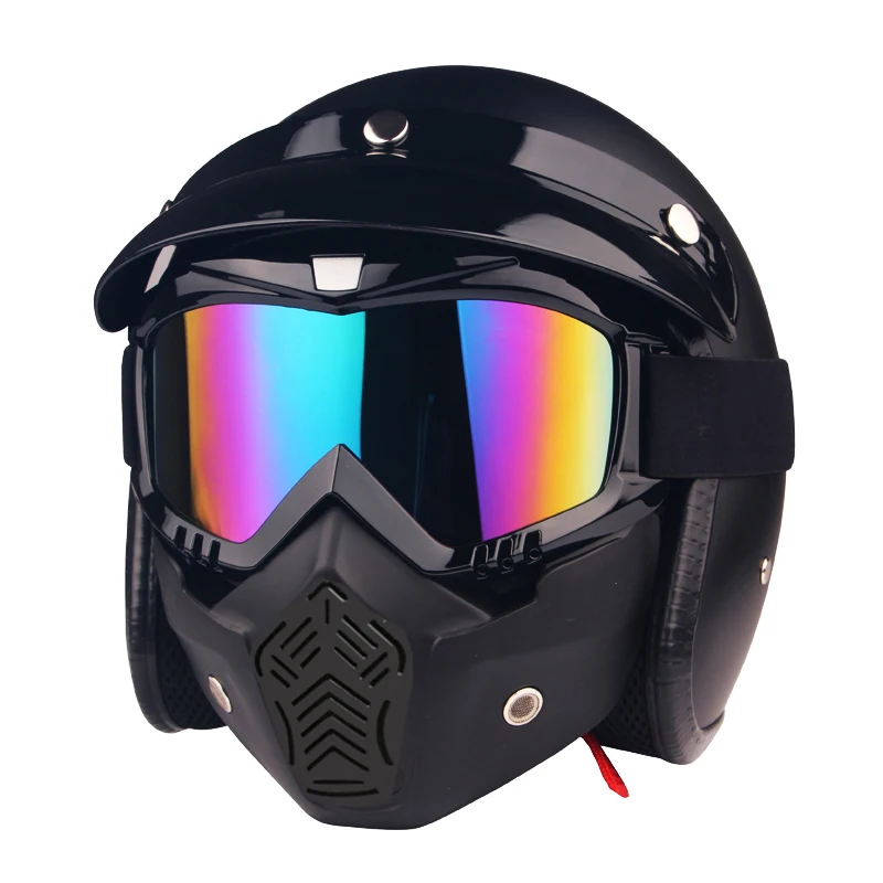 

Hot Sales Modular Mask Detachable Goggles And Mouth Filter Perfect for Open Face Motorcycle Half Helmet or Vintage Helmets