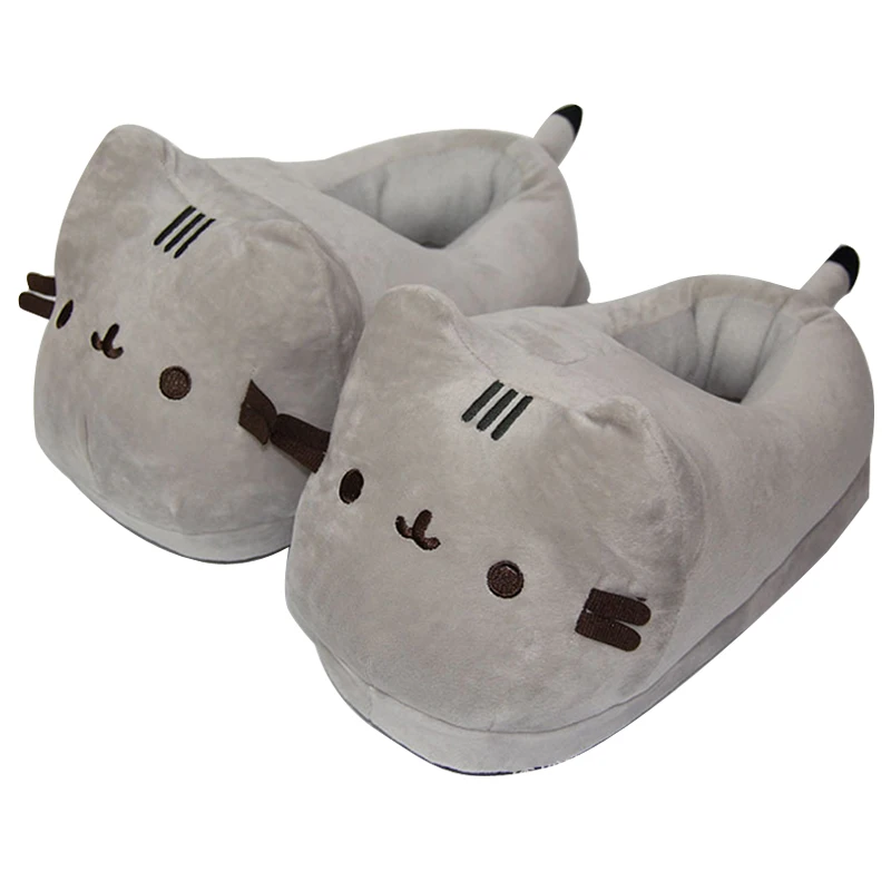 Winter Children Slippers For Kids Plush Baby Girls Boys Cartoon cat Slippers With Closed Heel Adult Home Flip Flops