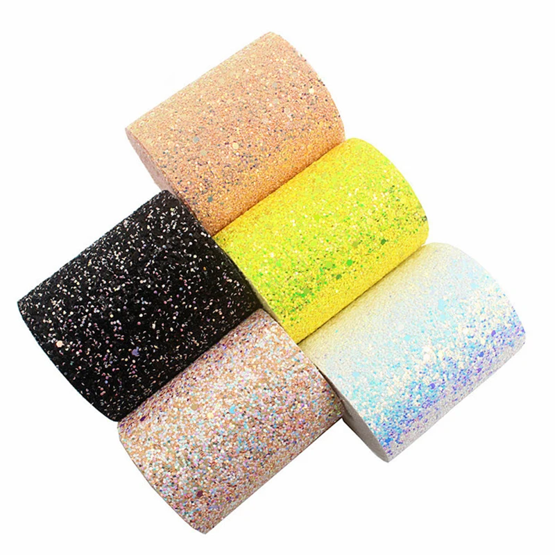 

1 Yard Colorful Glitter Powder Faux Leather Ribbon DIY Sewing Ribbons Handmade Sewing Material for Hair Bows Wholesales
