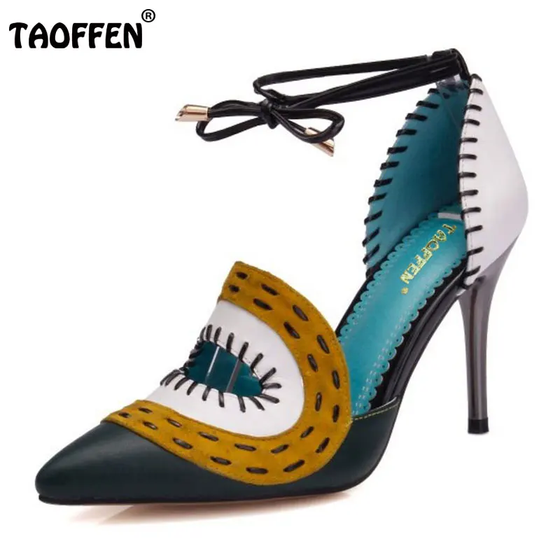 TAOFFEN free shipping quality genuine leather high heel sandals women sexy footwear fashion lady shoes R4470 hot sale 34-39 TAOFFEN free shipping quality genuine leather high heel sandals women sexy footwear fashion lady shoes R4470 hot sale 34-39