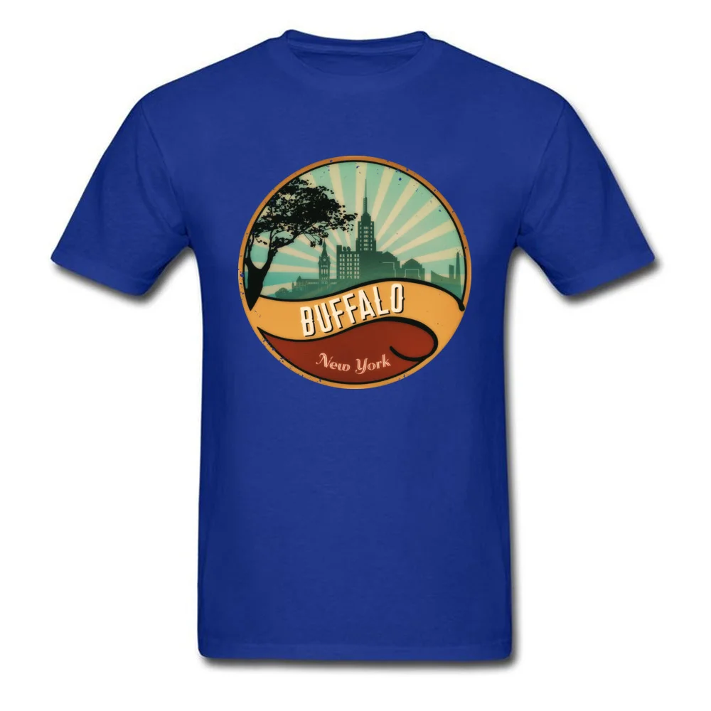 Personalized O-Neck T Shirts Lovers Day T Shirt Short Sleeve Prevalent 100% Cotton Simple Style Tee-Shirts Hip hop Men Buffalo City Skyline New York Retro Vintage 80s blue