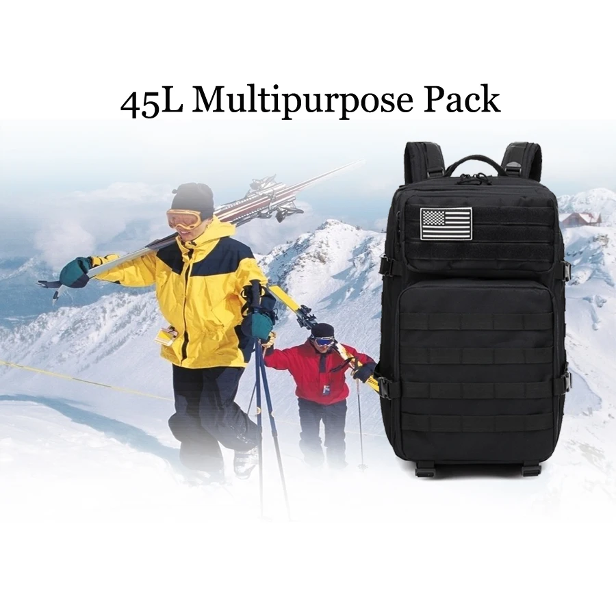 

45L Large Capacity Tactical Backpack for Military Rucksacks for Outdoor Hiking Camping Trekking Fishing Multipurpose Pack