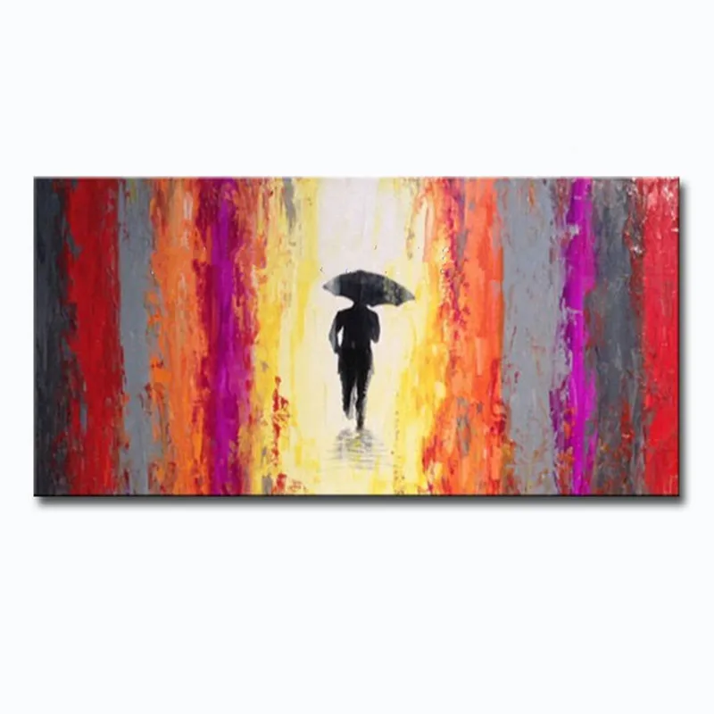 

Handpainted Abstract Knife Colorful Oil Paintings on Canvas Handmade Modern Home Decor Wall Art Pictures Large Rainbow Painting
