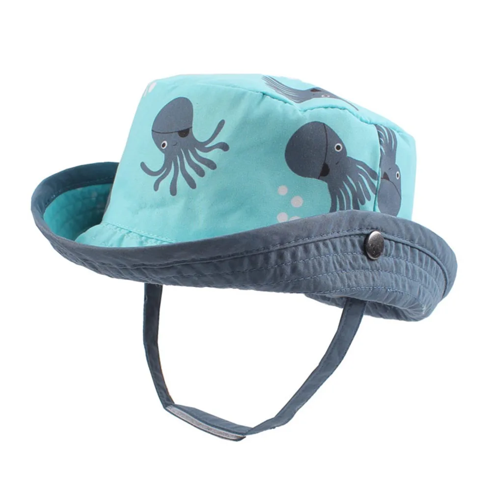Octopus Baby Bucket Hat Infant Toddler Kids Boys Girls Summer Sun Protection Caps High Quality Cotton Bonnet with Chinstrap Stay On (2)