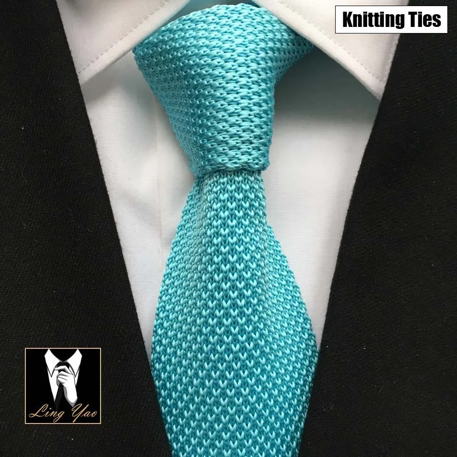 Джентльменов мятный зеленый синий тканые галстуки Вязание Галстук-бабочка с запонками карман квадратный - Цвет: Knitting Necktie