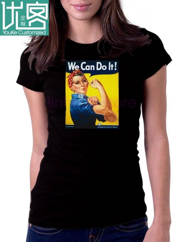Мужская футболка с принтом единорога Бесплатная доставка Rosie The Riveter мы можем это