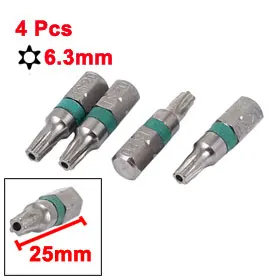 UXCELL Newest 4 Pcs TS20 25mm x 6.3mm Magnetic Torx Security Screwdriver Bit