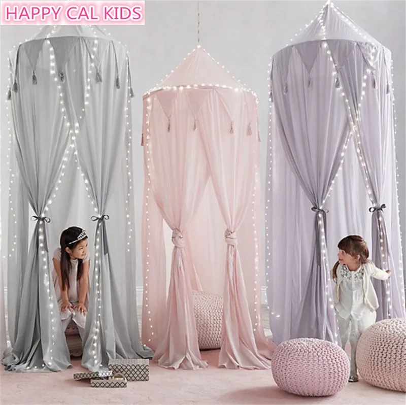 

Ins new chiffon Children's Mosquito Net Indoor Home Princess Bed Chiffon Lace Tassel Tent Play House Decoration