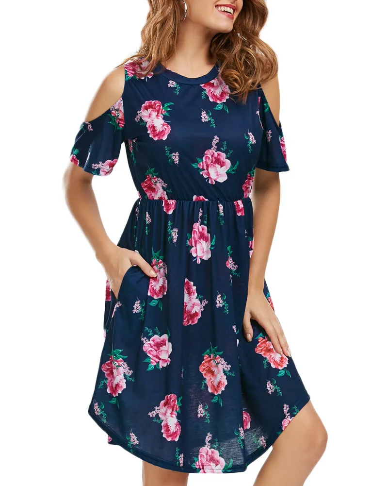 women's cold shoulder summer dresses