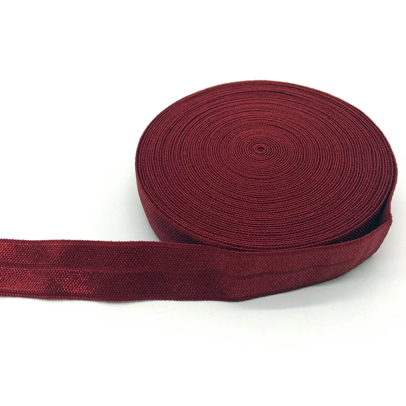 

5 Yards 5/8"(15mm) Deep red Multirole Fold Over Elastics Spandex Satin Band DIY Lace Sewing Trim