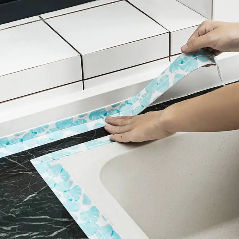 

Waterproof Mold Proof Adhesive Printed Tape Durable PVC Material Kitchen Bathroom Wall Sealing Tape Gadgets