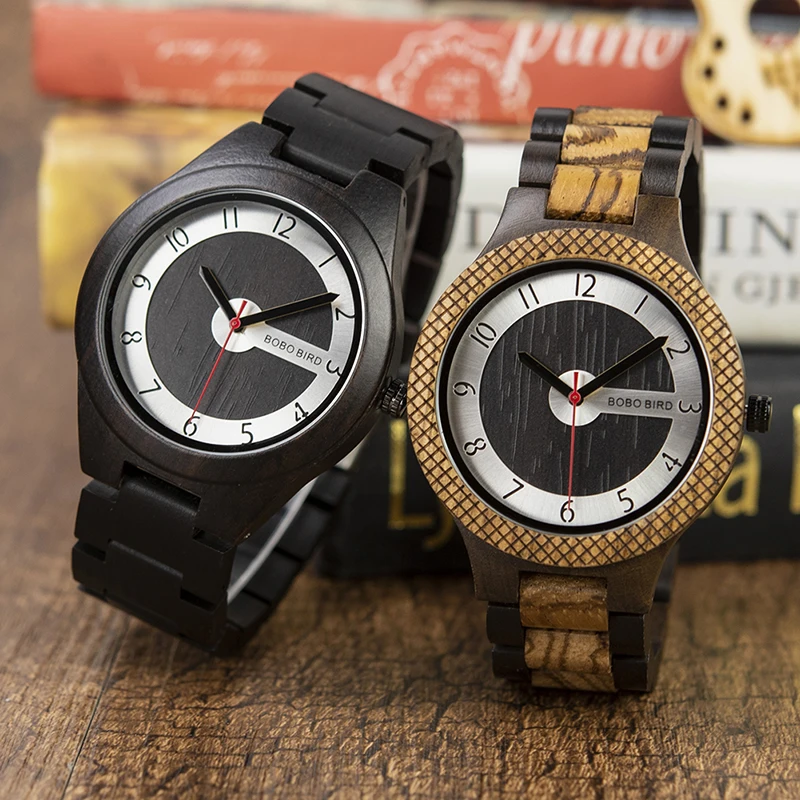 BOBO BIRD Man Watch Black Wooden Minimalist Watches for Men Personalized Gift Hommes Montres