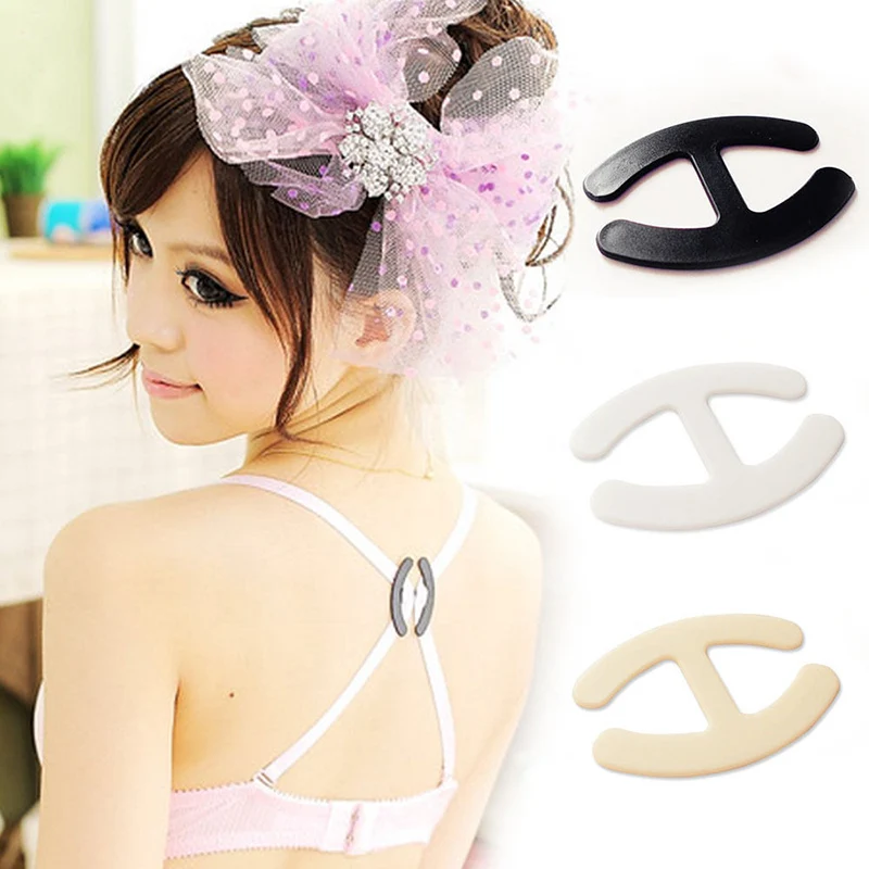 

Adjust Webbing Bra Strap Hide Buckles Shadow-Shaped Push Up Non-slip Buckle Clip Strap Holders Clasp Underwear Accessories 3PCS