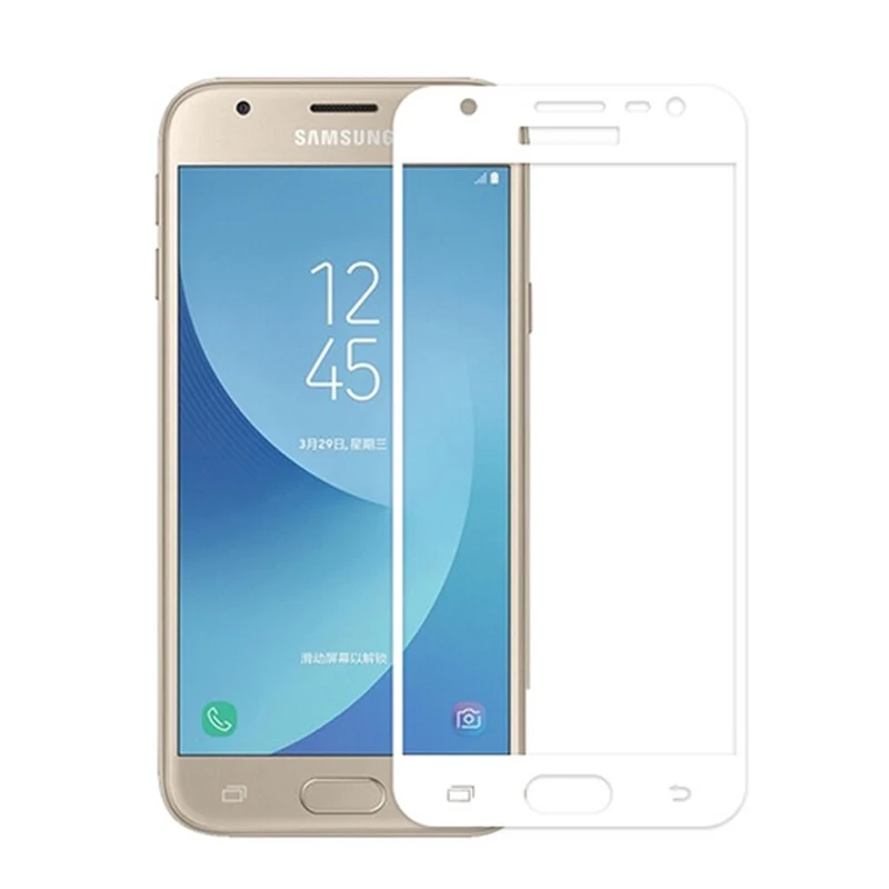 9H полное покрытие закаленное стекло для Samsung Galaxy J3 J330 J330F J330FN J330H Duos чехол для ЕС-версии защита экрана - Цвет: White