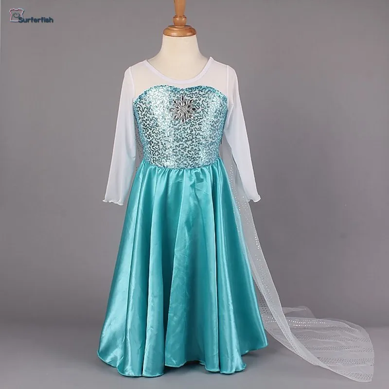 

EMS DHL Free shipping 2019 Baby Toddler Girls Princess dress Children Sequin Princess Elsa Dress Cosplay Valentine's Day Wear