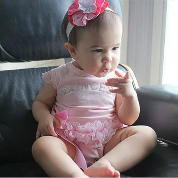 

Infant Kids Baby Girls Pink Lace Bodysuits Jumpsuit Elegant Printed Letters Girls Bodysuit Baby Girls Clothing