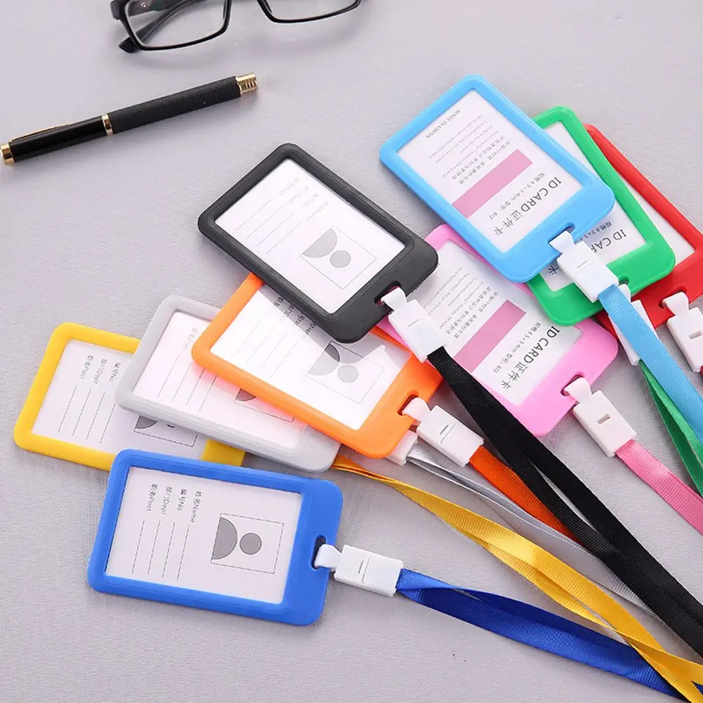 

2 Pcs Name Credit ID Card Holders Name Tag Neck Strap with Lanyard Badge Holder Staff Identification Card Bus Stationary Gifts