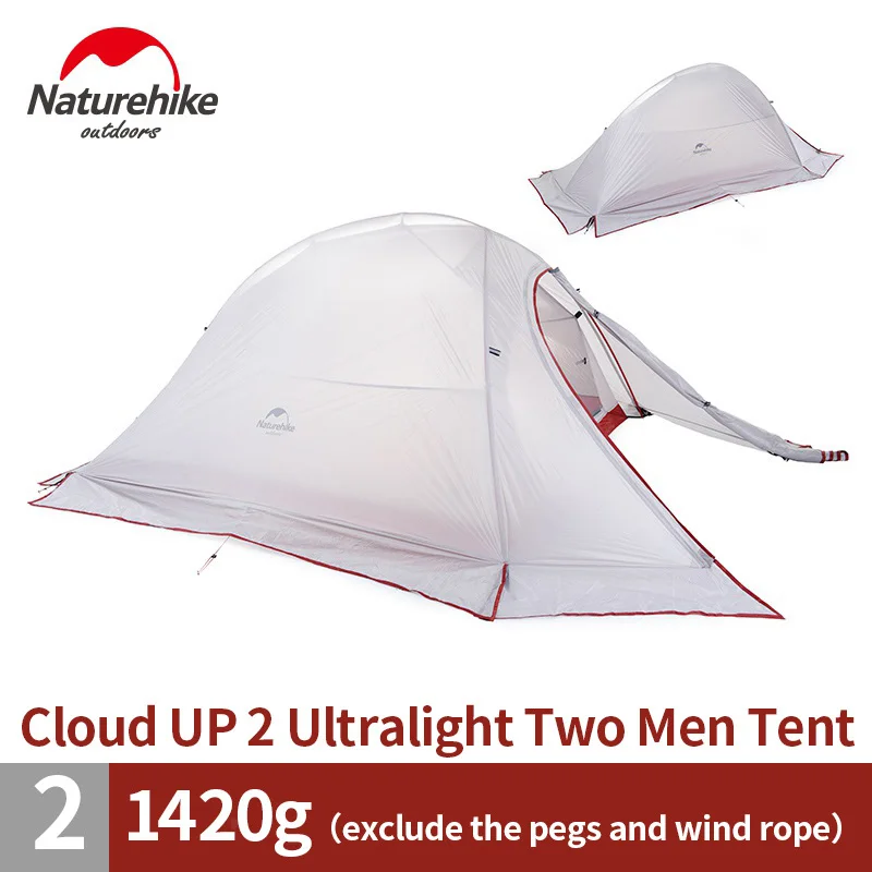 Naturehike Cloud Up Series 1 2 3 человек Сверхлегкий тент 20D силиконовый тент двухслойный Открытый Кемпинг туристический тент с бесплатным ковриком - Цвет: 2 Man 20D with skirt