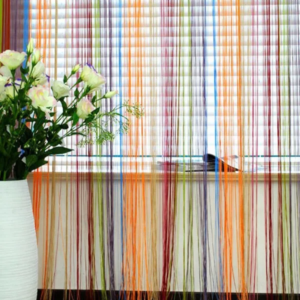 

Indoor Rainbow Color Line Curtainupscale Decor Room Divider Strip Tassel Line String Curtains Blinds for Living Room