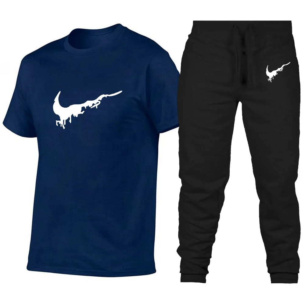 

New just color T Shirt Mens cotton T-shirts Summer Skateboard Tee Boy Skate Suit Tshirt Topst+Trousers