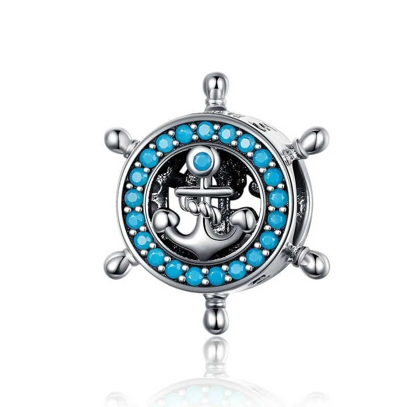 Круглые металлические бусины подходят для Pandora дизайнерский руль якорь подвески