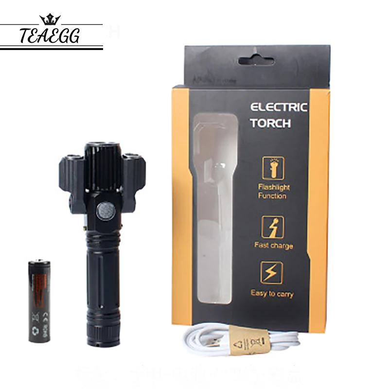 

Multifunctional flashlight rescue outdoor zoom adjustment T6+XPE outdoor night riding lighting three-end rechargeable LED flashl