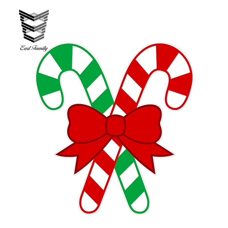

EARLFAMILY 13cm x 11.9cm Candy Cane Auto Motorcycle Vinyl Decals Car Styling Decoration DIY Waterproof Car Stickers