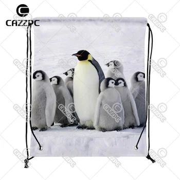 

Cute Penguin Rookery Print Custom individual Nylon fabric Drawstring Backpack Gift Bag