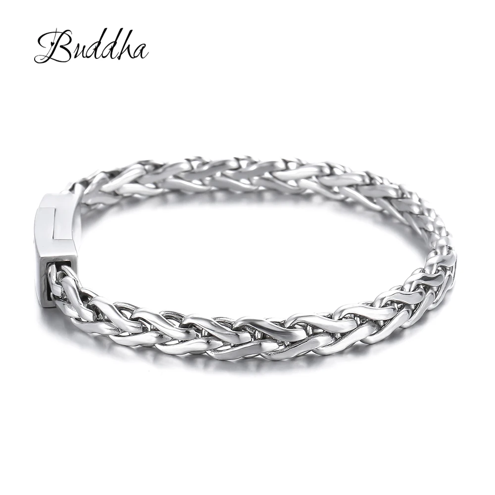 Charms Accessory Women Bangle Brazalet High Quality Stainless Steel Mens Buddha Bracelets Jewelry Wristbands Band ZTB423-1