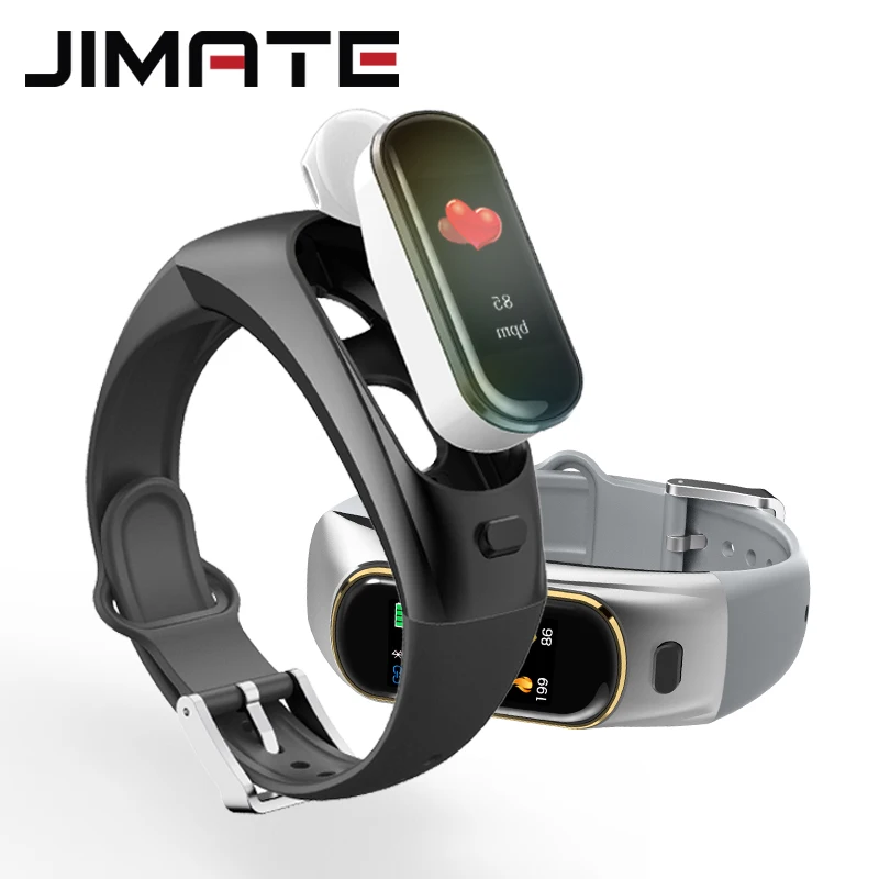 

Fitness Intelligent Watch Man Activity Tracker 2 in 1 Dial Bluetooth Call Reminder Earphone Fit bit Wristband Heart Rate Watches