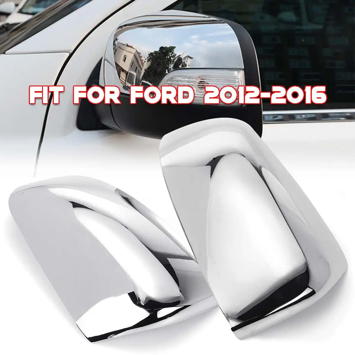 

2Pcs ABS Chrome Rear View Side Exterior Mirror Covers For Ford 2012-2016 Ranger Waterproof No Fade No Rust Glossy Mirror Surface