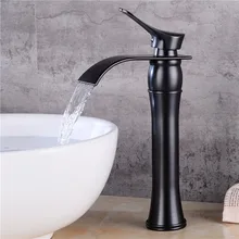 Tuqiu смеситель черный масло кран-водопад для ванной ручка с одной ручкой бассейна смесительная ванна кран латунный Раковина Водопроводный кран