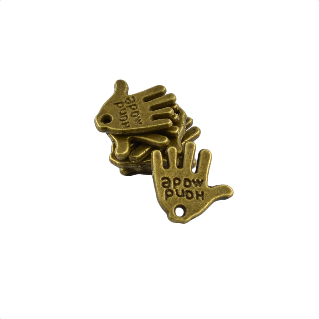 50 Pieces Hand Made Label Hand Finger Shaped Charms Pendant DIY Jewelry Findings 