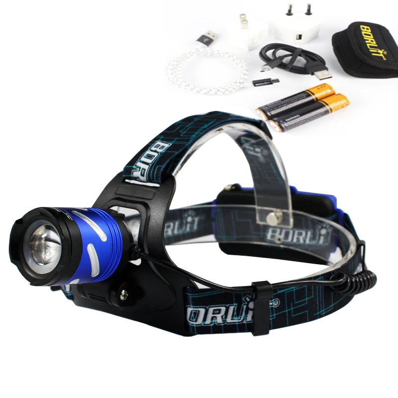 

USB Rechargeable 2000lm XP-G LED Headlamp Flashlight Zoomable 3-Mode Portable Headlight Camping Lamp Hunting with 18650 Battery