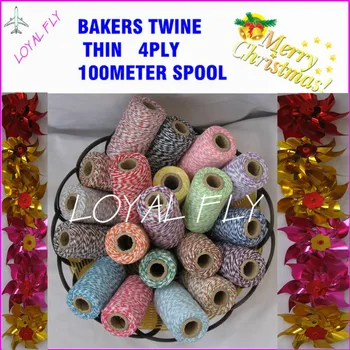 

10pcs/lot colored cotton bakers twine 4ply thin, 100m/spool,22 kinds color wholesales