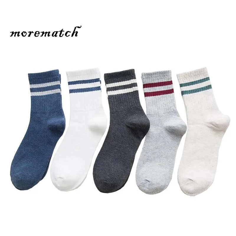 

Morematch 1Pair Warm Knitted Business Men Socks Harajuku Striped Over Ankle Comfortable Cotton Causal Socks