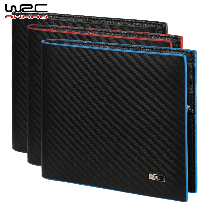 WRC sports luxury multi use carbon fiber pattern men short wallet men's