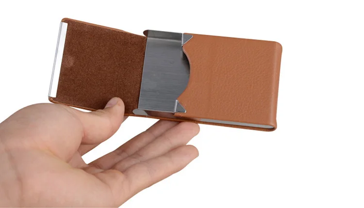 Большая емкость Вертикальный чехол из искусственной кожи для визиток средний магнитный держатель для карт ID банк посылка для кредитных карт логотип на заказ
