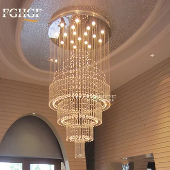 

Round Lamparas Crystal Chandelier Light Long K9 Crystal Chandelier Lustres Lighting Lamp Flush Mounted Living Room Restaurant