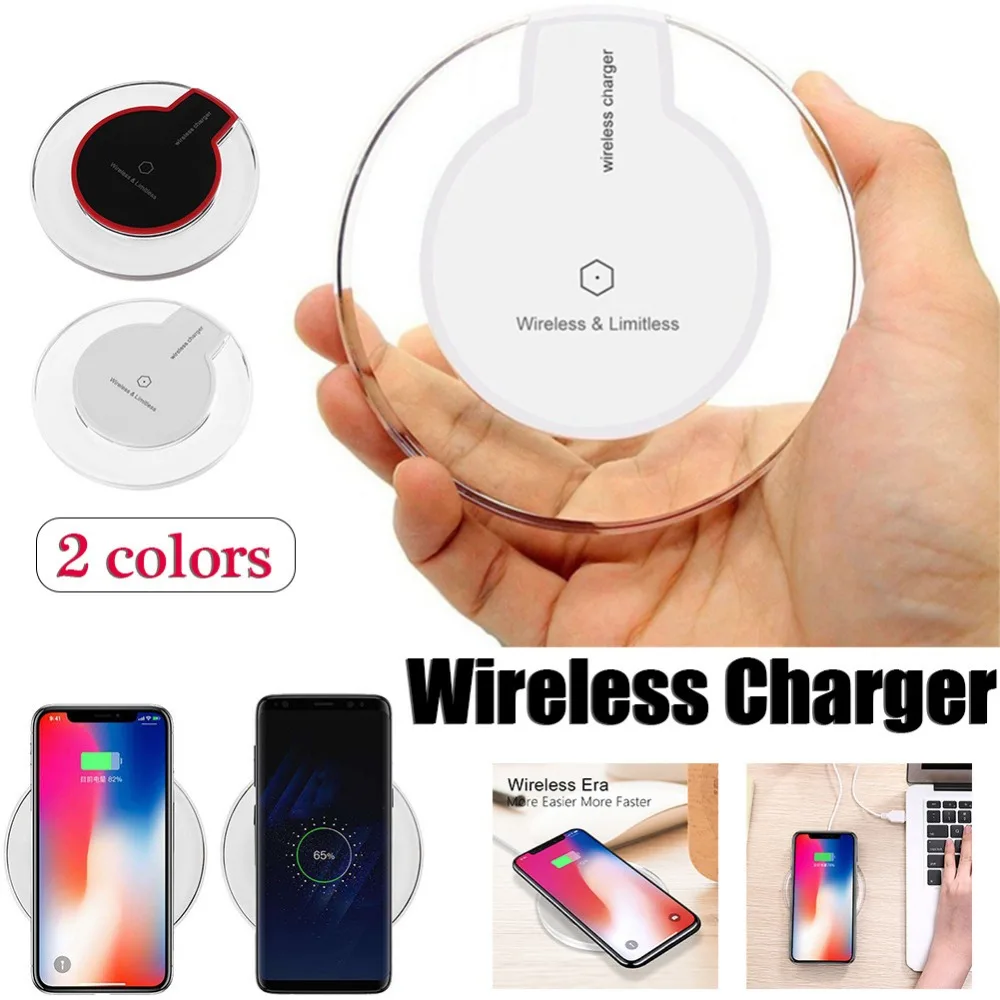 

New Ultra-Thin Crystal K9 Wireless Charger For iphone X Mobile Phone Qi Fast Charge Wireless Charging Base Transmitter Round
