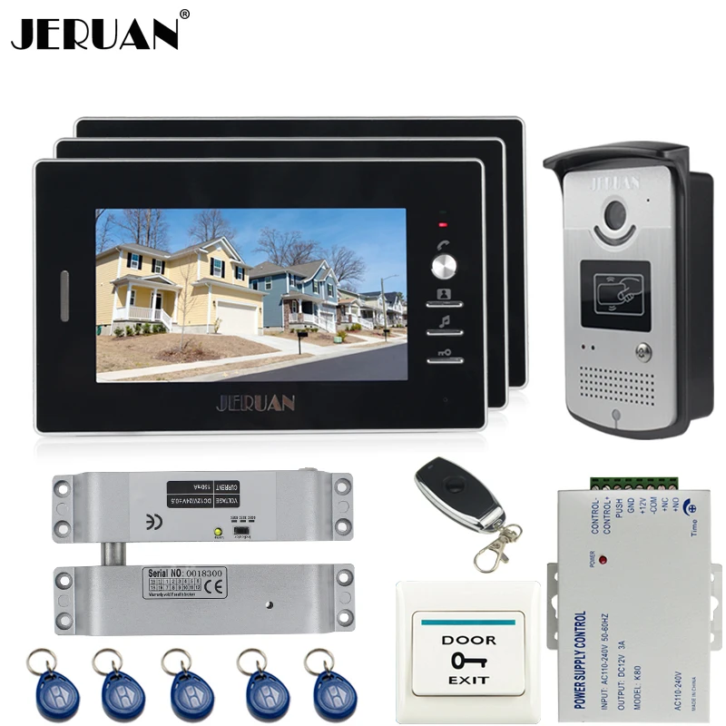 JERUAN проводной TFT Видео дверной телефон система входа комплект 700TVL RFID доступ ИК