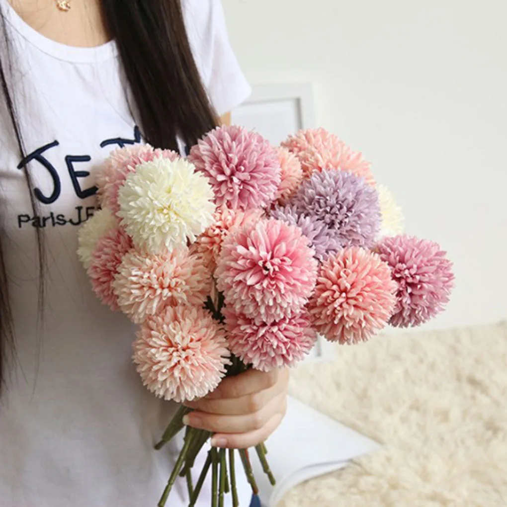 

Single Branch Dandelion Thorn Ball Imitation Fake Flower Small Pom-pom Artificial Flower Photography Christmas Decoration