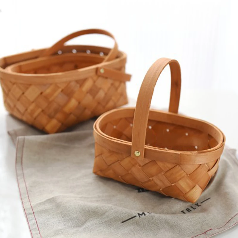 3pcs/set Wood Garden Basket Wooden Garden Trug Fruit Vegetables Basket For Sussex