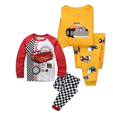 2-7T Baby Boys 2PCS Pajamas Siut Toddler Cotton Clothing Sets Children Sleepwear Sets Cartoon Car Clothes for Kids Infant Outfit