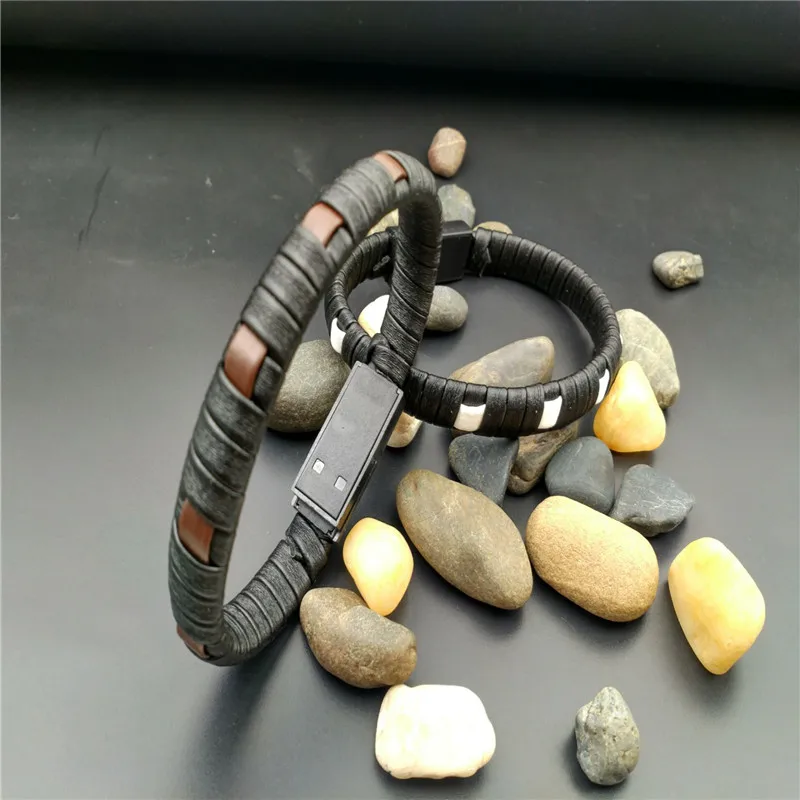 

Manufacturers wholesale 2018 new bracelet PU leather braided data cable bracelet Popular charging cable bracelet