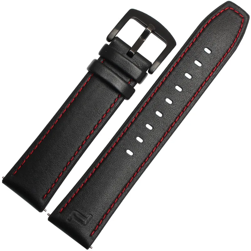 Ремешок для часов из натуральной кожи и силикона для huawei Watch GT pro ремешок для часов 22 мм Смарт-часы браслет ремешок быстросъемный ремешок - Цвет ремешка: black red stitch