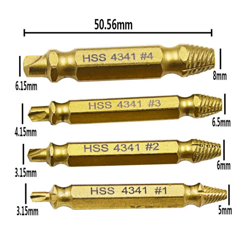 4 шт. двойная головка высокой твердости машина ремонт сломанное устройство для извлечения проволоки поломки Винт экстрактор сверла набор инструментов для автомобиля